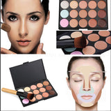 Face Contour Kit: Concealer Foundation 15 Colour Make-Up Cream Palette with Cosmetic Brush - Nur76