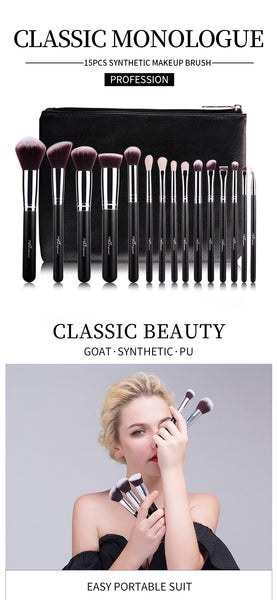 PROFESSIONAL 15pcs Cosmetic Makeup Brush Set, includes zipper bag RRP:£29.99 - Nur76